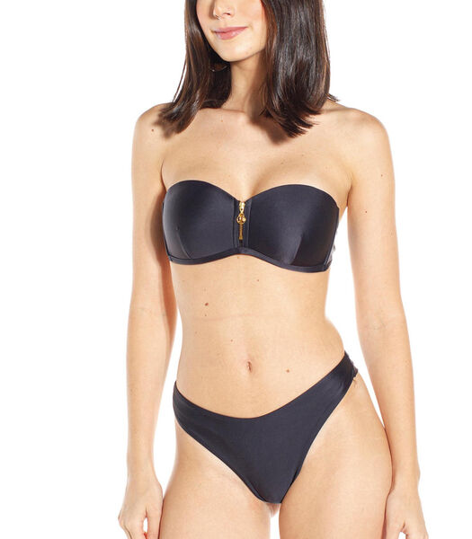 Bikinitop Bandeau topje Zipper Manga Preto