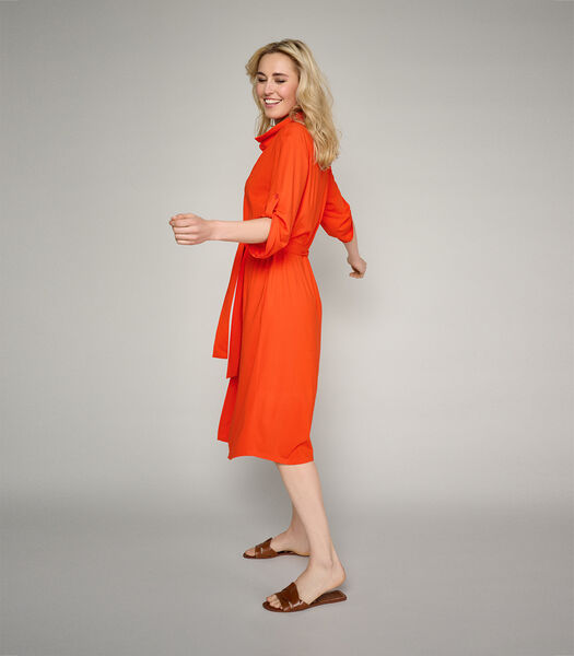 Vlotte oranje jurk met stretch