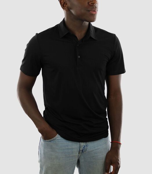 Polo Hommes Manches Courtes - Sans Repassage - Noir - Slim Fit - Tencel