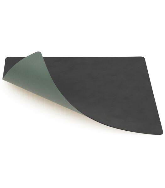 Placemat Nupo - Leer - Anthracite / Pastel Green - dubbelzijdig - 45 x 35 cm