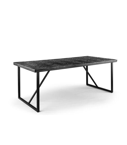 Herringbone - Eettafel - zwart - visgraat parket - metalen frame - rechthoek - 160x90