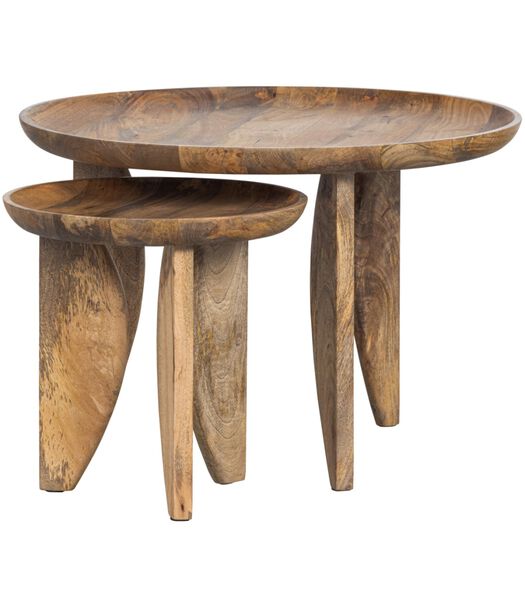 Lot de 2 Tables d'Appoints - Bois de Mangue - Naturelles - High Heels