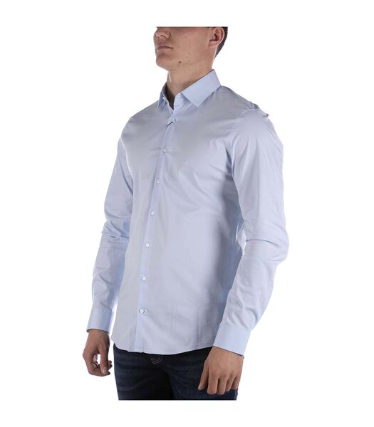 Chemise Slim Bleue En Popeline Stretch Calvin Klein