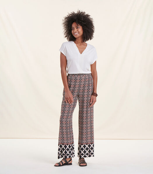 Pantalon fluide terracotta taille élastique