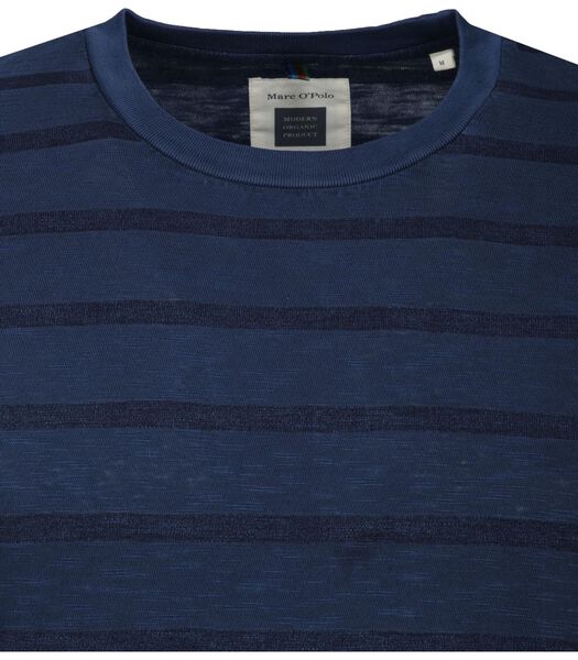 Marc O'Polo T-shirt Logo Rayé Bleu Marine