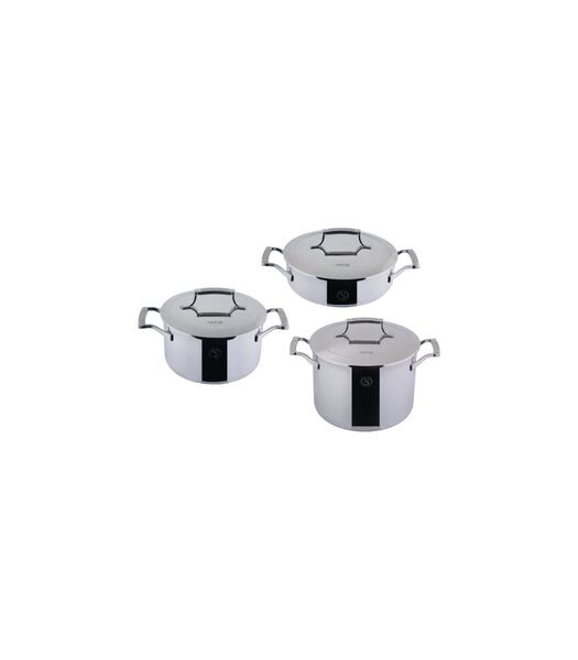 Ensemble de casseroles  Voyage Series (Casserole ø 22 + 25 cm + Poêle à frire ø 25 cm) - Acier inoxydable triplé - Induction et toutes autres sources de chaleur