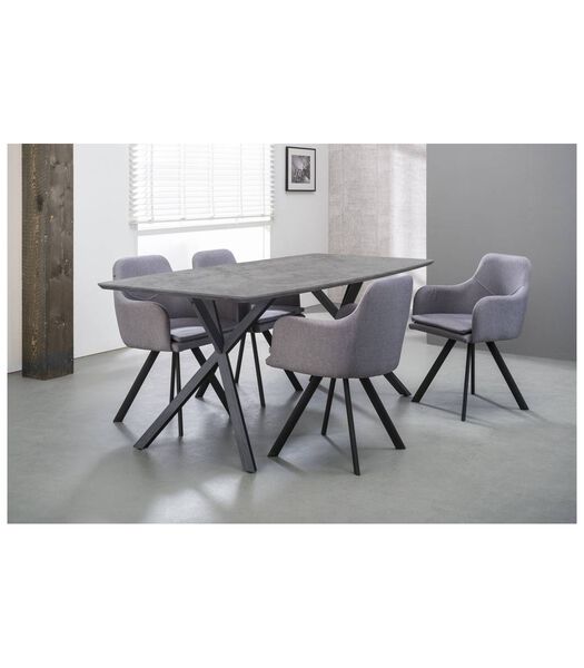 Cosy - Table à manger 160 - ovale - aspect béton - gris - 160x90x76cm