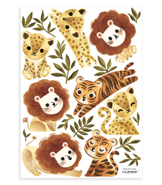 Stickers lions, guépards et tigre Felidae, Lilipinso
