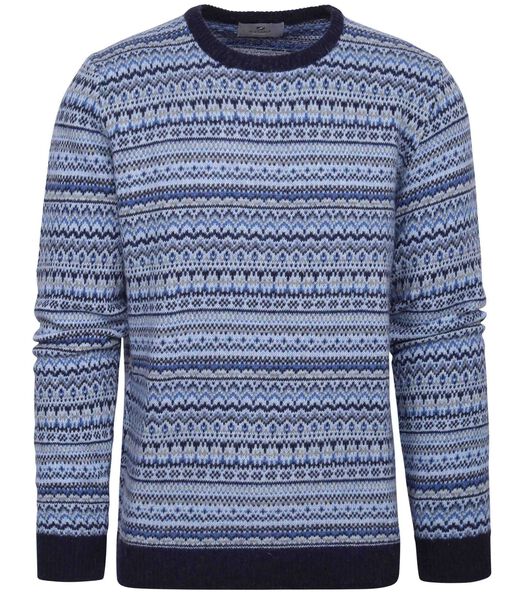 Suitable Prestige Fair Isle Pullover Blauw