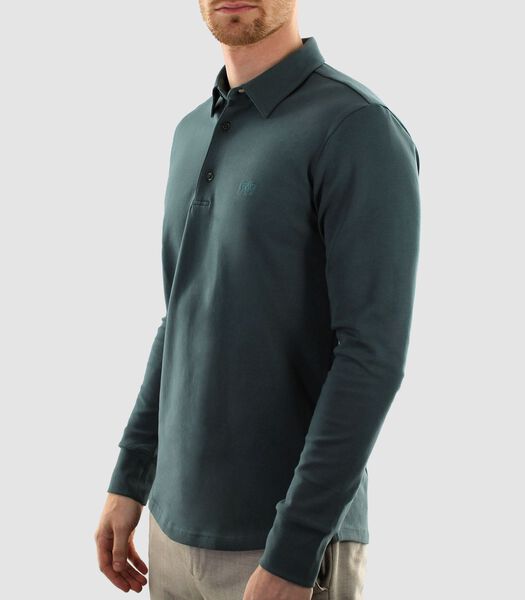 Polo Homme Manches Longues - Polo Sans Repassage - Bleu - Turquoise - Coupe Slim Fit - Coton Premium