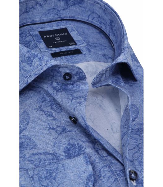 Profuomo Overhemd SF Blauw Bloemen
