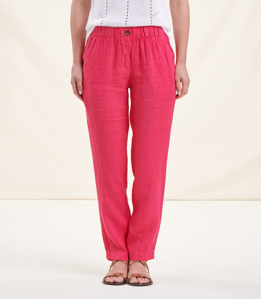 Roze broek in linnen elastische taille