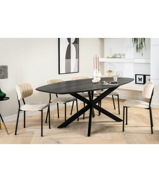 Smooth Mango - Table de salle à manger - ovale - mangue - 230cm x 110cm - pied araignée - acier - noir