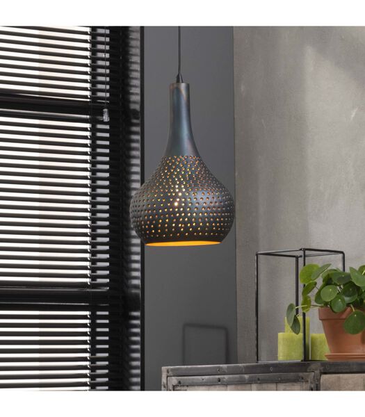 Flask Cone - Hanglamp - zwart/bruin - metalen kegelvormige kap