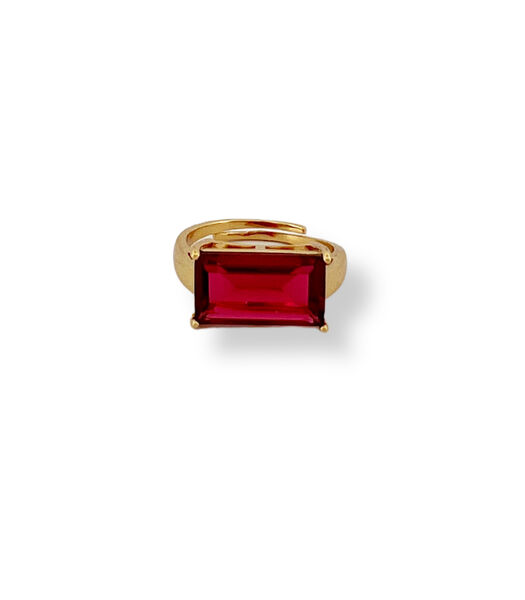 Bague - Anneau pierre bordeaux - Doré