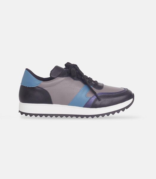 Damessneakers Buriri leer zwart en blauw - Maat 40