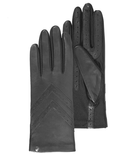Handschoenen Touchscreen van leer en stof Zwart