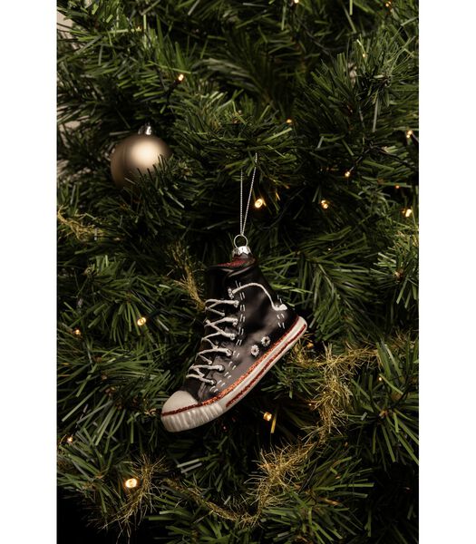 Kerstbal Sneaker Zwart 11 cm