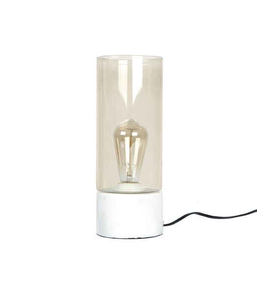 Lampe de table Lax - Base en marbre, verre brun - 32x12cm