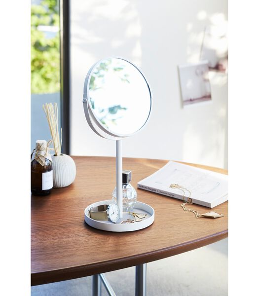 Miroir de maquillage avec plateau pour accessoires - Tower - Blanc