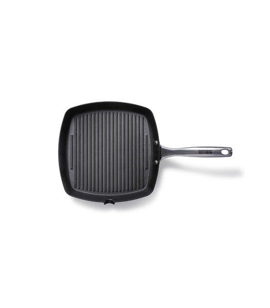 Gietijzeren Grillpan | 28x28 | Vooraf ingebrand | Natuurlijke antiaanbaklaag | Voor alle warmtebronnen