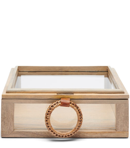 Vitrine box, opbergkist klein met handvat - Canggu - Lichtbruin