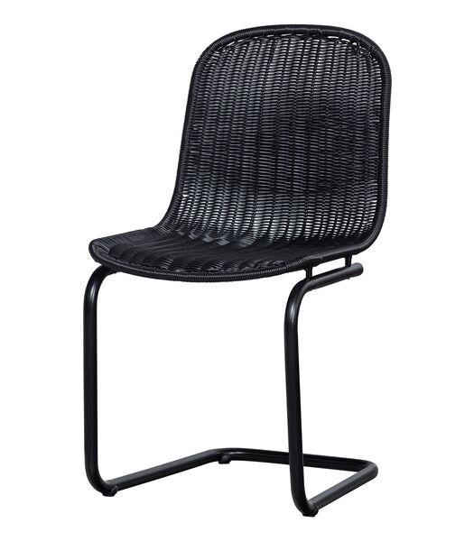 Chaise à manger à structure tubulaire - Polyester - Noir - 84x44x56  - Willem