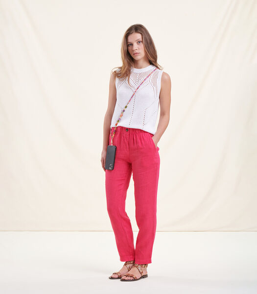 Pantalon rose fuchsia en lin