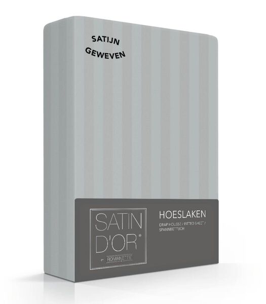 Drap-Housse Rayure Satinée Silver Satin de coton