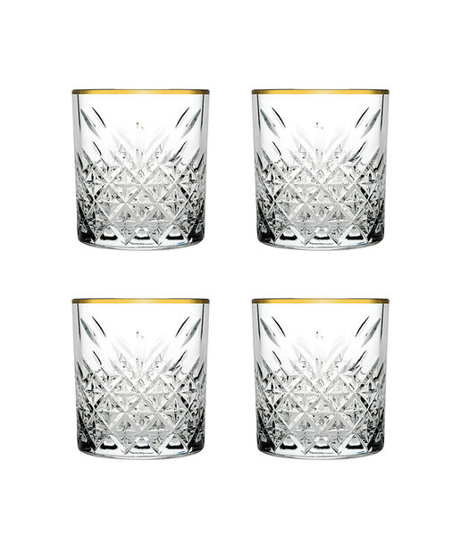 Tumbler met gouden rand Timeless 35.5 cl - Transparant Goud 4 stuks