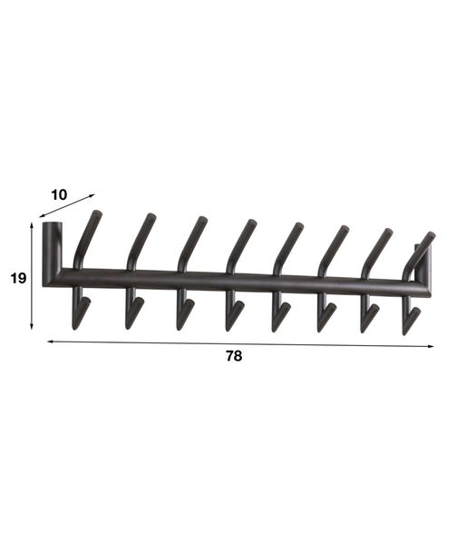 Steel Pipe - Kapstok - ronde buis - staal - donkergrijs mat - 2x8 - 16 ophangmogelijkheden