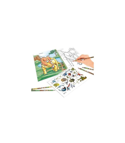 Dino World livre de coloriage avec crayons de couleur