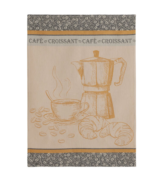 Coucke - Café croissant - Theedoek van katoenen jacquard met print 50 x 75 cm