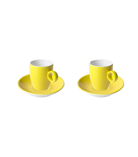 Tasse à espresso et soucoupe  Bart Color Cafe 6,5 cl - 11 cm Porcelaine jaune 2 pièce(s)