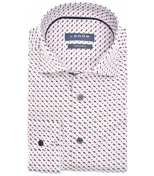 Ledub Chemise Impression Blanche Bordeaux