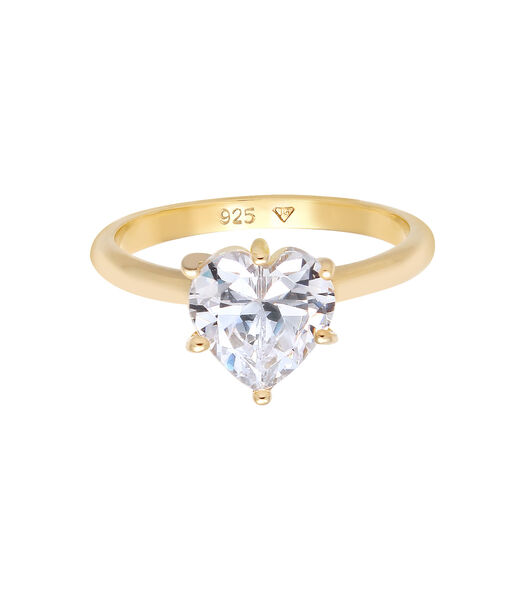 Ring Dames Hart Eenzaam Verloving Liefde Met Zirkonia Kristal In 925 Sterling Zilver