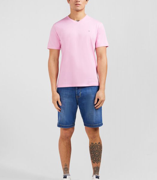 V-neck roze licht pima katoen t-shirt