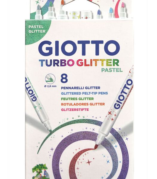 8 glitterstiften Turbo - Pastel