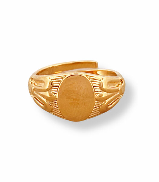 Ring - Ronde zegelring - Goud