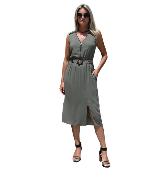 EMILY - KAKI MILITARY ROCK MIDI JURK