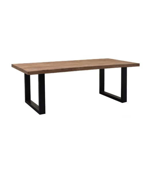 Omerta - Table de salle à manger - rectangulaire - 160cm - mangue - naturel - pied en U en acier - laqué noir