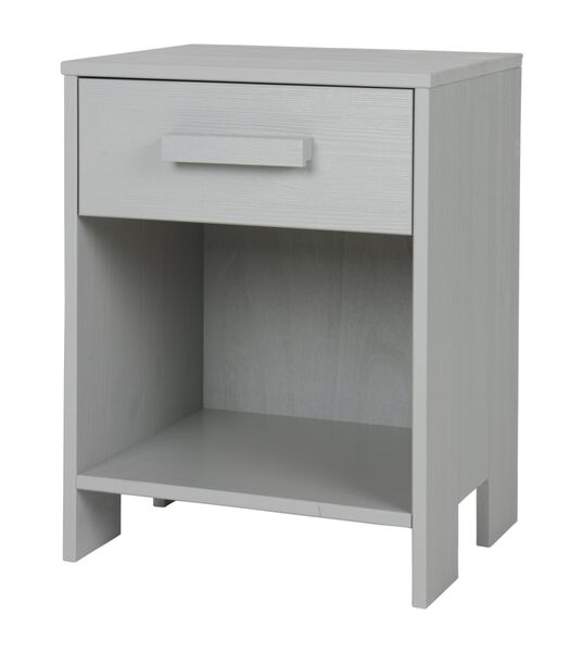 Table de chevet - Pin brossé  - Gris - 52x39x36 cm - Dennis