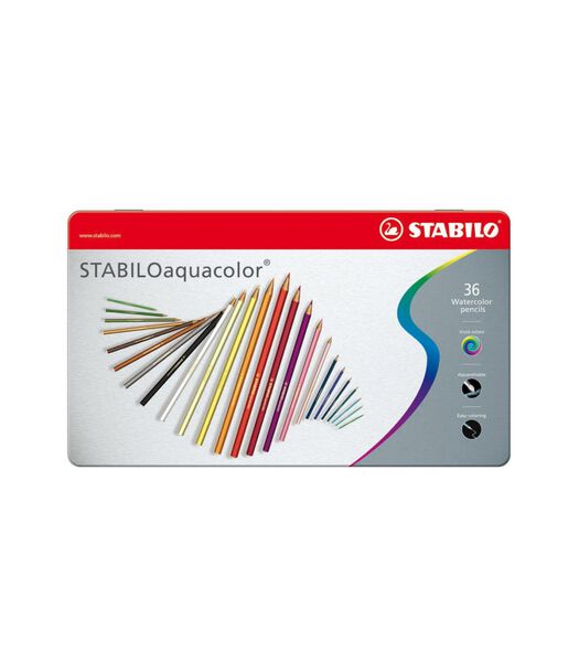 STABILO aquacolor - premium aquarel kleurpotlood - metalen etui met 36 kleuren