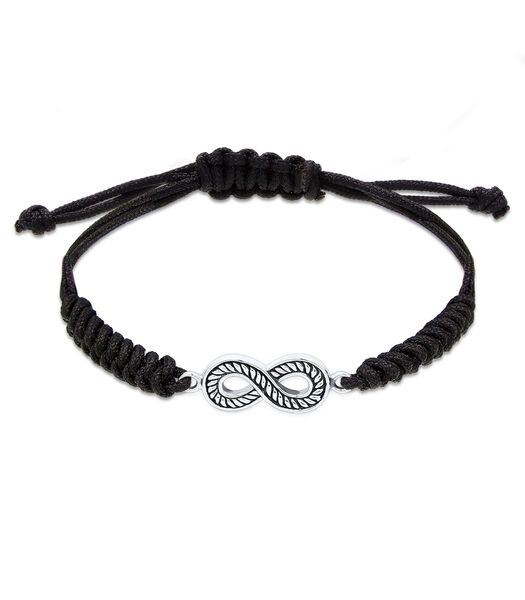 Armband Textilband Infinity Symbol Oxidiert 925 Silber