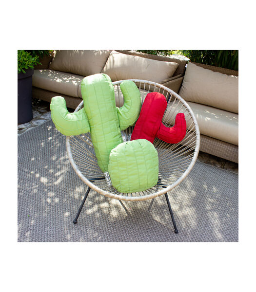 Lot de 3 coussins extérieur cactus vert et rouge