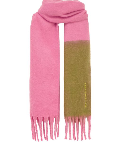 Roze sjaal met groene overloop