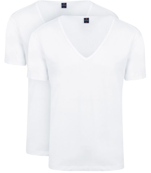 Vitaru T-Shirt Diepe V-hals Wit 2-Pack