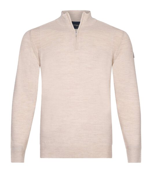 Palio Half Zip Trui Wolmix Ecru