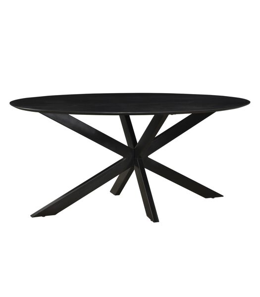 Nordic - Eettafel - acacia - zwart - 160cm - ovaal - spiderpoot - gecoat staal